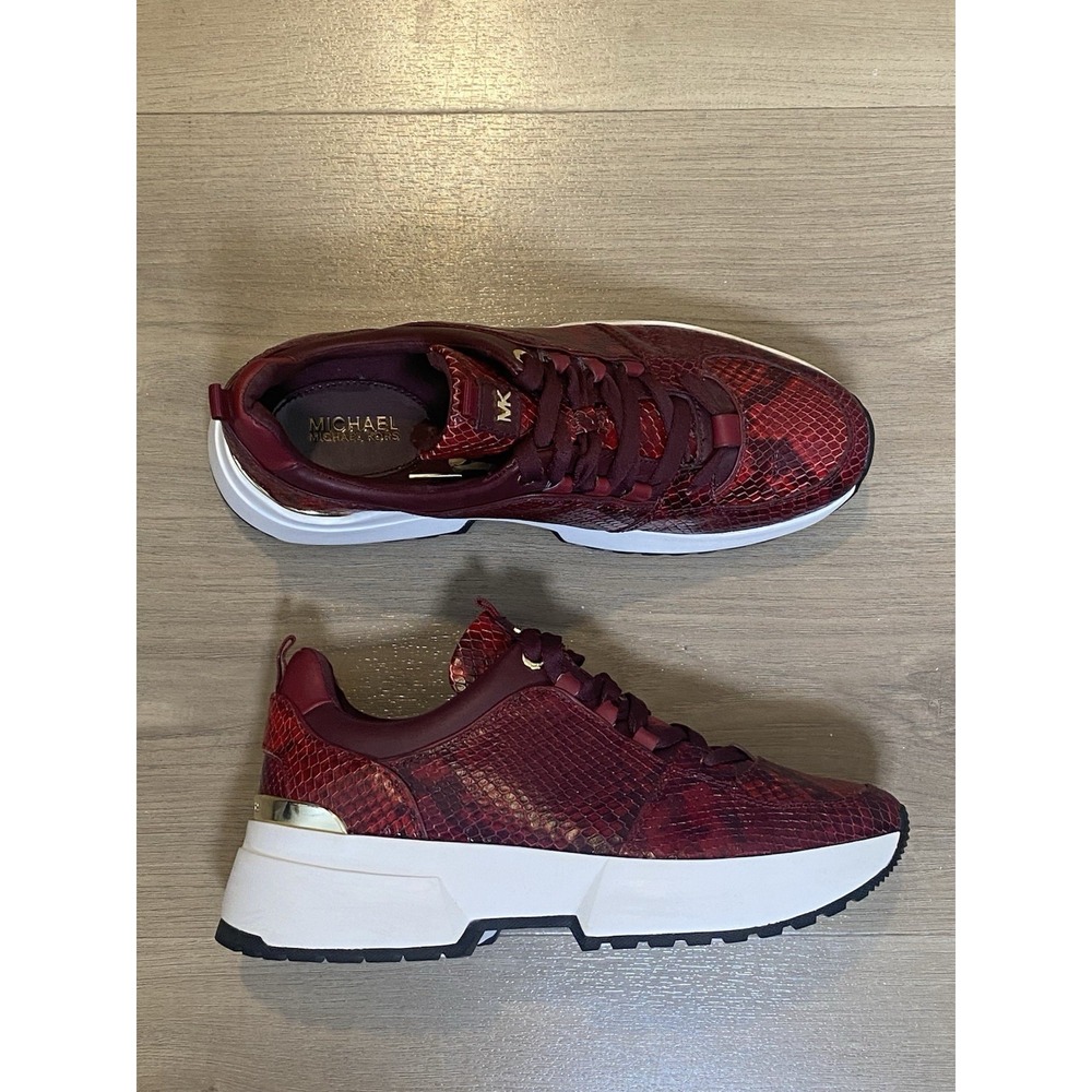 Michael Kors Women's Red Leather Shoes Atleisure Fashion Holidays Size 7.5